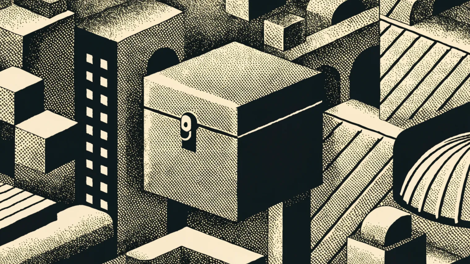 a secure box for whistleblower reports surrounded by abstract sector symbols